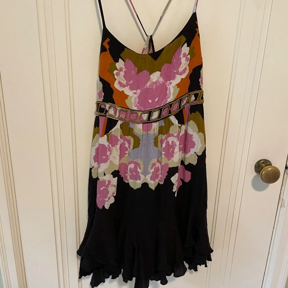 Free People Intimately Sweet Lucy Mini Slip Dress Floral Ruffle Small
